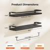 AMADA HOMEFURNISHING Bathroom Shelves with Towel Bar, Floating Shelves, Wall Shelves for Bathroom/Living Room/Kitchen/Bedroom, Black, Set of 2 - AMFS01B view 3