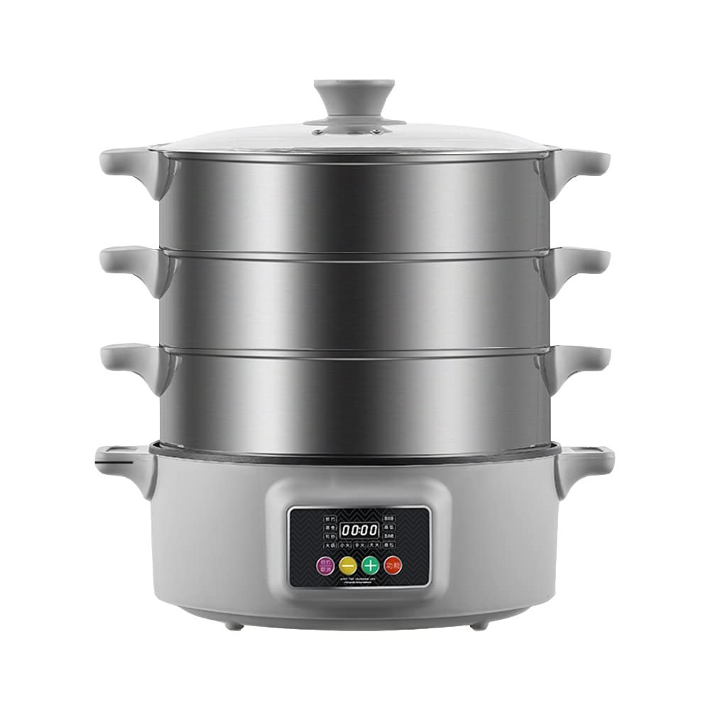 MNSSRN Large-Capacity Food Steamer, Electric Steamer, Stainless Steel Household Steamed Fish Pot, Steamed Buns, Multi-Layer Steamer Drawers,3F
