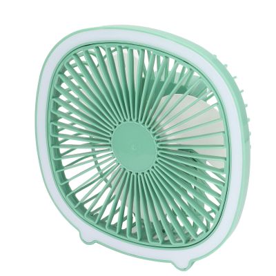 Hanging Fan, Power Adjustable Lightweight USB Charging Fan with LED Light for Outdoor Activities (Mint Green)