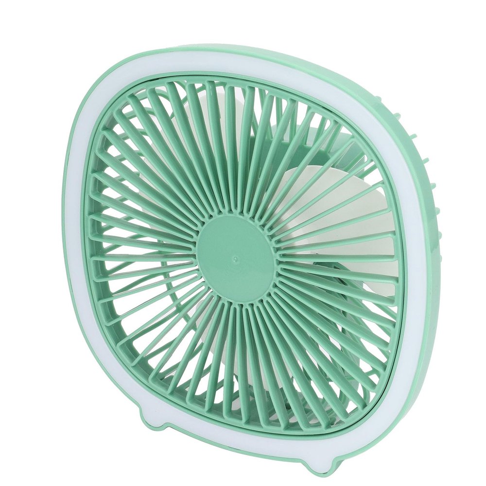 Hanging Fan, Power Adjustable Lightweight USB Charging Fan with LED Light for Outdoor Activities (Mint Green)