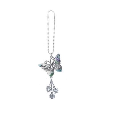 Ganz ER61337 Friends Make Life Beautiful Butterfly Car Charm, 7.50-inch Height, Zinc
