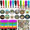 YUANHUISHENG Yoda Birthday Party Supplies, 109 Pack Party Favors - 12 Bracelets, 12 Keychains, 12 Button Pins, 1 Tattoo Sticker, 72 Stickers for Birthday Party Decorations view 1