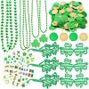 Labrostar 132Pcs St. Patricks Day Accessories Party Favors Shamrock Glasses Necklaces Green Gold Coins Tattoos for Irish St Patrick's Day Decorations Supplies view 1