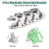SPEEDWOX 4 Pcs Wardrobe Closet Rod Bracket Stainless Steel 1 inch Diameter U-Shaped Open Type Socket Bracket Silver Flange Rod Holder Closet Rod End Supports with Matching Screws(25mm) view 2