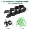SPEEDWOX 4 Pcs Wardrobe Closet Rod Bracket Stainless Steel 1 inch Diameter U-Shaped Open Type Socket Bracket Black Flange Rod Holder Closet Rod End Supports with Matching Screws(25mm) view 2