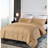 3 PC Stripe Box Stitched Comforter Set, 100% Natural Cotton Bedding Comforter with 2 Pillowshams Twin/Twin XL-Taupe Stripe Soft Down Quilted All Season Lightweight Duvet Insert 500 GSM view 2