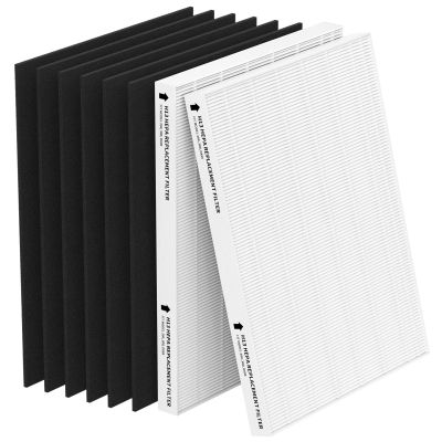 CFKREYA 2 Pack Replacement Filter for Fellowes AeraMax 290/300/DX95 Purifiers and HF-300/AP-300PH, Fits Part# 9287201 & 9324201, 2 Filter and 6 Carbon Filter