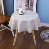 QsyyHome Lattice Small Round Tablecloth Rustic Embroidery Cotton Linen Fabric Brown Checkered Table Cover Tablecloths for Kitchen Dining Party Tabletop Decoration, Round 48 in view 2