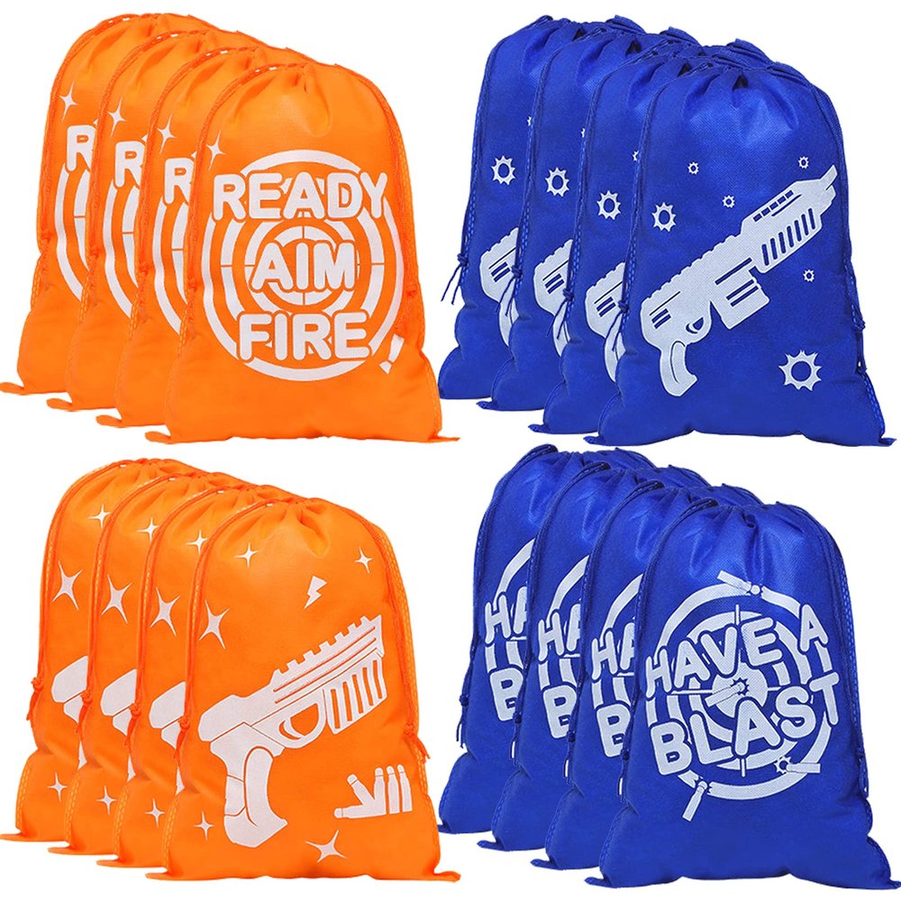 Shappy Dart Battle Party Supplies Bags Party Goody Treat Drawstring Bags Reusable Cloth Wars Birthday Favors for Gun Target Theme Birthday Supplies Favors(classic Style,16 Pack)