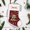 MALIHONG 1 Pack Personalized Christmas Green Buffalo Plaid Stocking with Lovely Dog Dachshund Snowflake Home Decor Gifts for Family 14.4" view 2