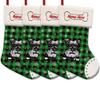 MALIHONG 4 Pack Customized Christmas Green Buffalo Plaid Stocking with Lovely Dog Schnauzer Snowflake Home Decorations Gifts for Family 14.4" view 1
