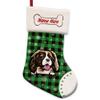 MALIHONG 1 Pack Personalized Christmas Green Buffalo Plaid Stocking with Lovely Dog Cavalier King Charles Spaniel Snowflake Home Decorations Gifts for Family 14.4" view 1