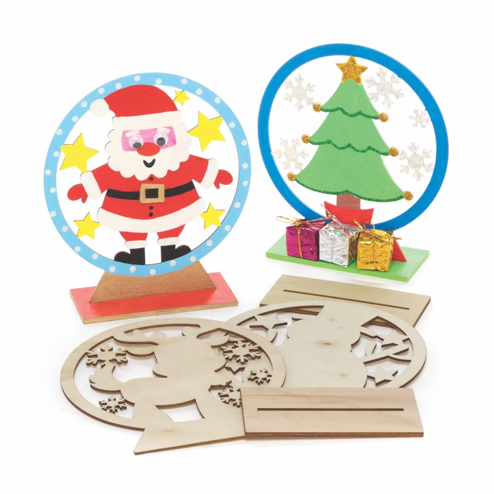 Baker Ross FC112 Christmas Wooden Snow Globes-Pack of 5, Assorted