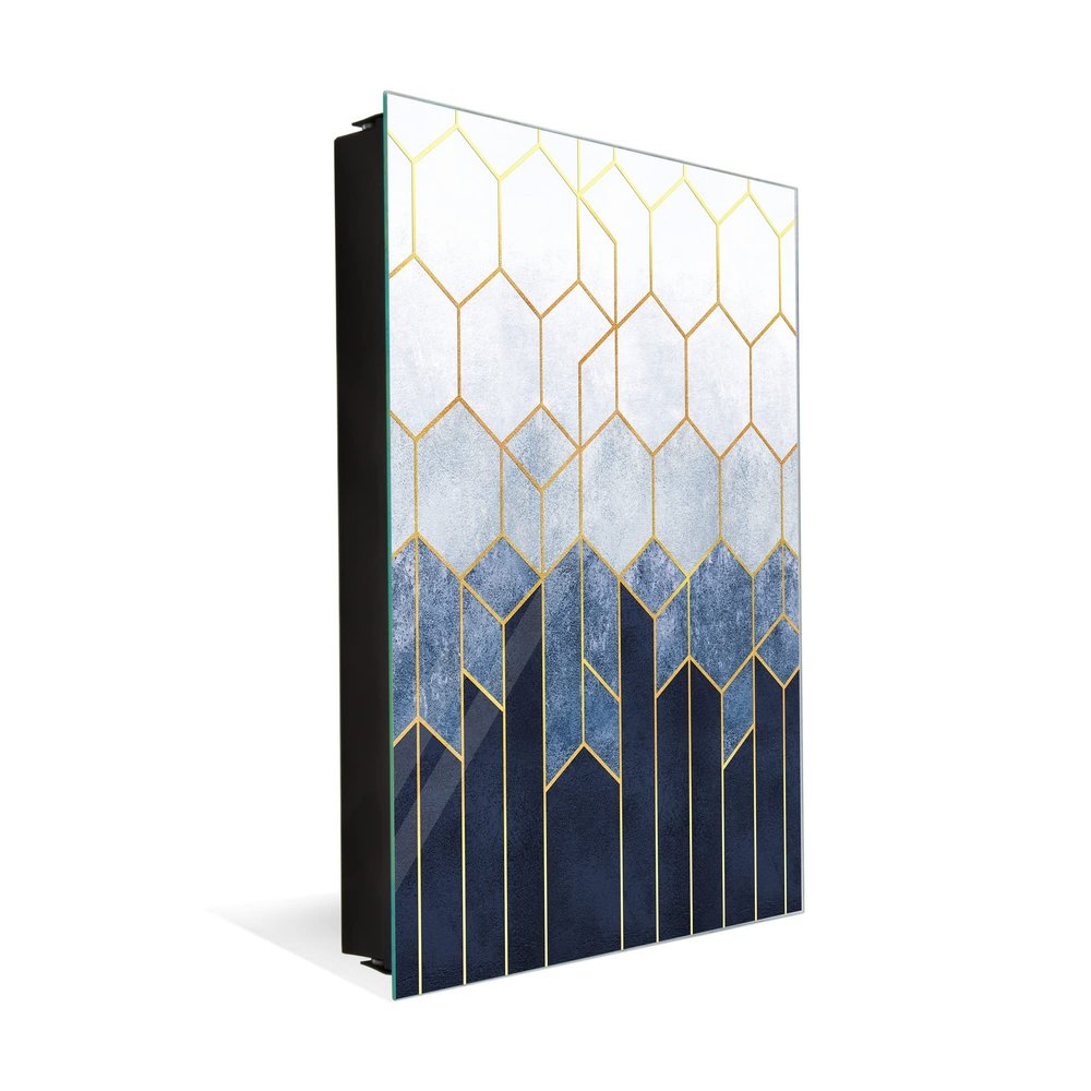 Concept Crystal 50 Keys Cabinet with Decorative Front Panel and Glass White Board KN06: Textures and Tiles 2 Series