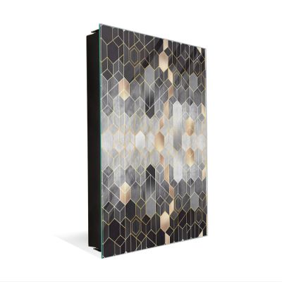 Concept Crystal 50 Keys Cabinet with Decorative Front Panel and Glass White Board KN06: Textures and Tiles 2 Series