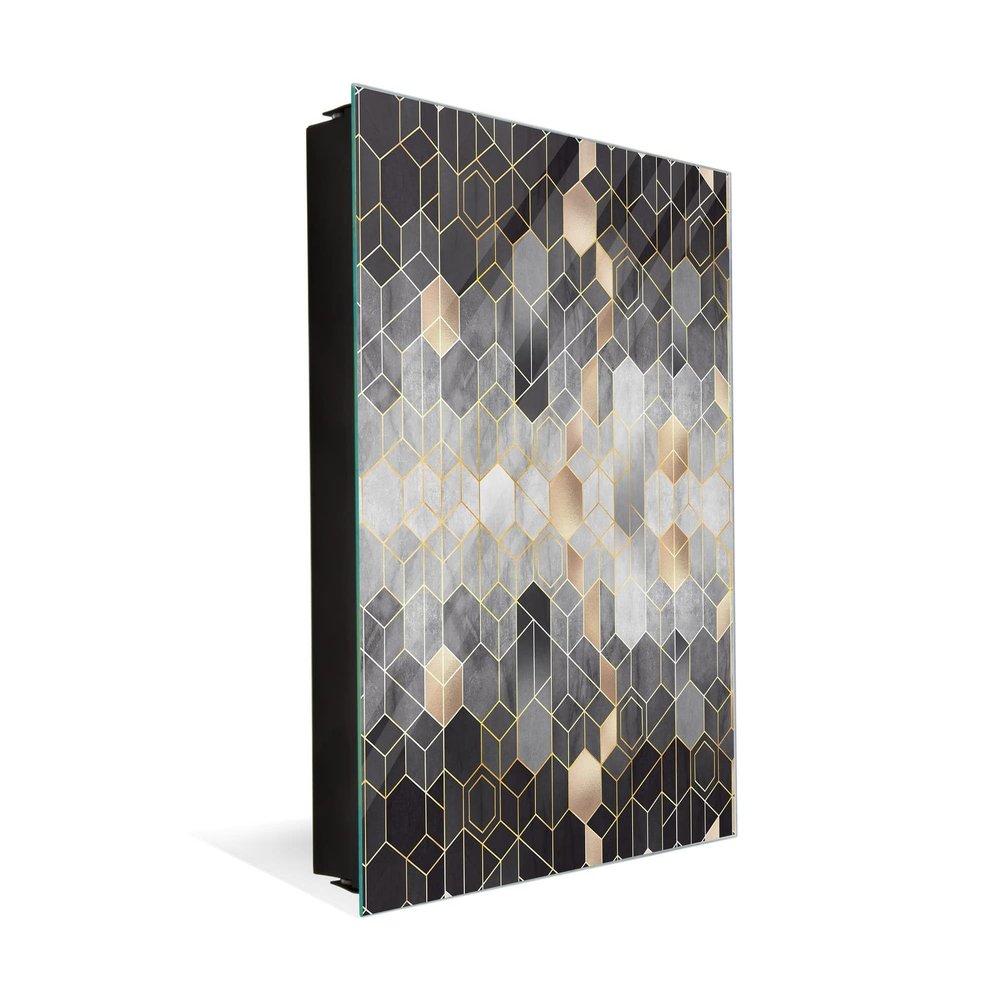 Concept Crystal 50 Keys Cabinet with Decorative Front Panel and Glass White Board KN06: Textures and Tiles 2 Series