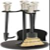 Oakestry Holden 3-Piece Mini Fireplace Stove Tool Set Satin Nickel Cast Iron Indoor Outdoor Fireside Accessories Fire Place Tool Set Holder Stand Hearth Accessories Set view 1