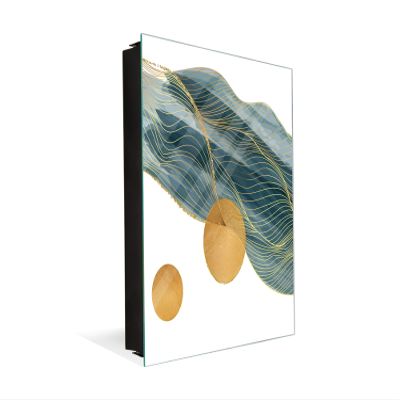 Concept Crystal Decorative Key Storage Cabinet with Glass White Board KN07: Vintage Leaves and Patterns Series
