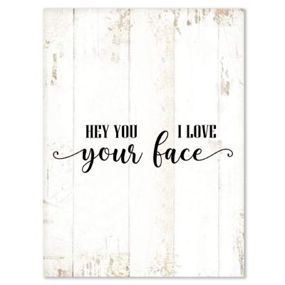 Aihesui Vintage 1216 in Wood Sign Hey You I Love Your Face Kitchen Home Farmhouse Living Diningroom Wood Wall Decor Funny Shabby Wooden Pallet