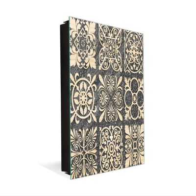 Concept Crystal Decorative Key Storage Cabinet with Glass White Board KN07: Vintage Leaves and Patterns Series