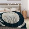 Blue With Golden Snowflakes And Monogram Brushed Polyester Tree Skirt Blanket Throw Flannel Luxury Couch Comfortable Bed Warm Soft Fluffy Plush Fleece Blankets Living Room Sofa Bedroom Tapestry Decora view 4