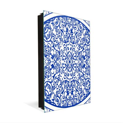 Concept Crystal Decorative Key Storage Cabinet with Glass White Board KN07: Vintage Leaves and Patterns Series