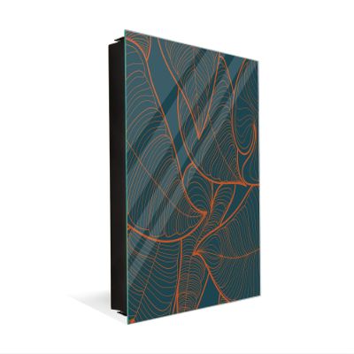 Concept Crystal Decorative Key Storage Cabinet with Glass White Board KN07: Vintage Leaves and Patterns Series