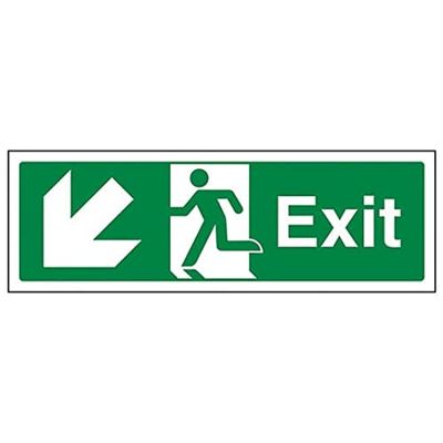 Safe Condition Exit - Exit Arrow Down Left - 600 X 200mm