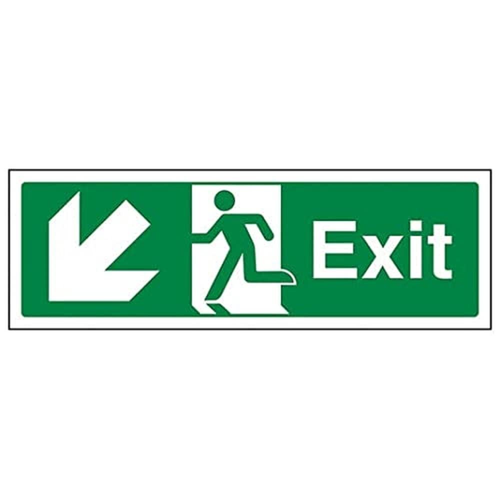Safe Condition Exit - Exit Arrow Down Left - 600 X 200mm