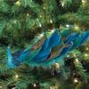 11" Blue Peacock Christmas Ornaments with Clip, Closed Tail Feather Bird with Glitter, Decor Set for Christmas Tree (4 Pack) view 3