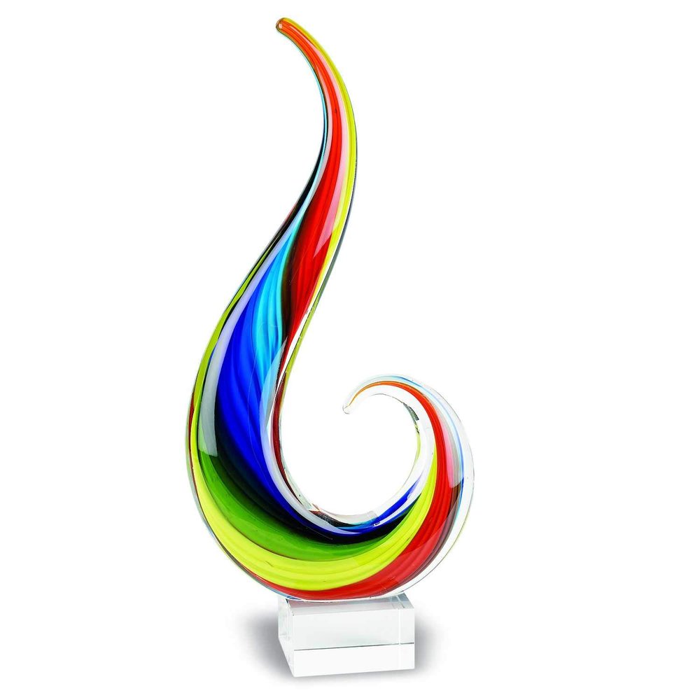 12" Multicolor Art Glass Centerpiece
