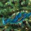 11" Blue Peacock Christmas Ornaments with Clip, Closed Tail Feather Bird with Glitter, Decor Set for Christmas Tree (3 Pack) view 4