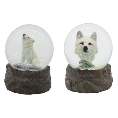 George S. Chen Imports Snow Globe Collection Desk Figurine Decoration (2PC-Wolves)