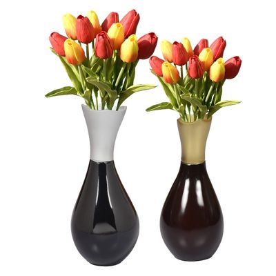 Aluminum-Casted Modern Decorative Flower Table Vase, Set of 2