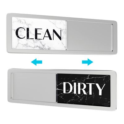Dishwasher Magnet Clean Dirty Sign, Clean Dirty Magnet for Dishwasher, Modern Kitchen Decor, Magnetic Dish Washer Sign Indicator, Sliding Rustic Dish Washer Signs, Marble Black & White Granite