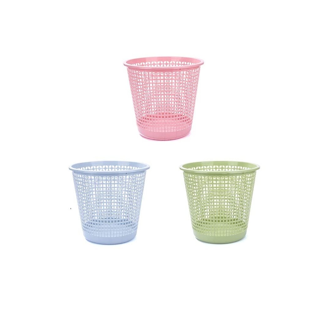 BDPP Trash Can Lidless Trash Can Shatterproof Plastic Garbage Can Simple Garbage Bin Hollow Design 3 Pack Small USO Interior y Exterior