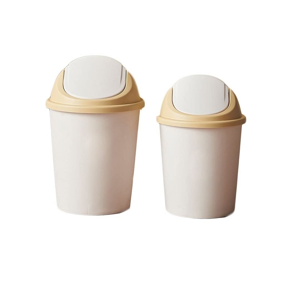 BDPP Trash Can Swing Cover Trash Can Ultra-Thin Plastic Garbage Can Large-Capacity Round Garbage Bin Easy to Clean 2 Packs USO Interior y Exterior (Color : D)