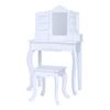 Teamson Kids White Wooden Vanity Table and Stool Set for Girls with Mirror Drawers Jewelry Storage Elegant Play Furniture for Bedroom or Playroom Ages 3+ view 1