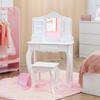 Teamson Kids White Wooden Vanity Table and Stool Set for Girls with Mirror Drawers Jewelry Storage Elegant Play Furniture for Bedroom or Playroom Ages 3+ view 2
