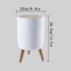 BDPP Trash Can Press Type Trash Can Creative Wood Grain Garbage Can with Lid Garbage Bin with High Foot Design with Pressure Ring USO Interior y Exterior view 2