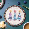 Placemat RENRUIRUI Round Braided Set of 4, Non Slip Heat Resistant Woven Coaster Table Mats with Christmas Tree Print,for Fall Winter Dinner Parties, Xmas Decor (Size : 16cm) view 2