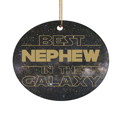 Best Nephew in The Galaxy Ornament for Men Appreciation Graduation Birthday Christmas Holiday Ideas from Aunt Uncle Funny Pun Keepsake 3 inch Round Bl