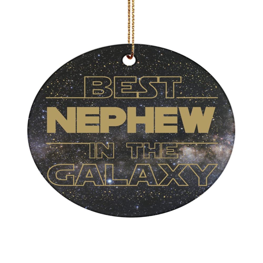 Best Nephew in The Galaxy Ornament for Men Appreciation Graduation Birthday Christmas Holiday Ideas from Aunt Uncle Funny Pun Keepsake 3 inch Round Bl