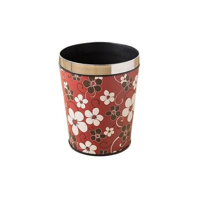 BDPP Trash Can Lidless Trash Can Simple Garbage Can Leather Garbage Bin Stainless Steel Pressure Ring Design 13L/3.4 Gallons USO Interior y Exterior (Color : B)