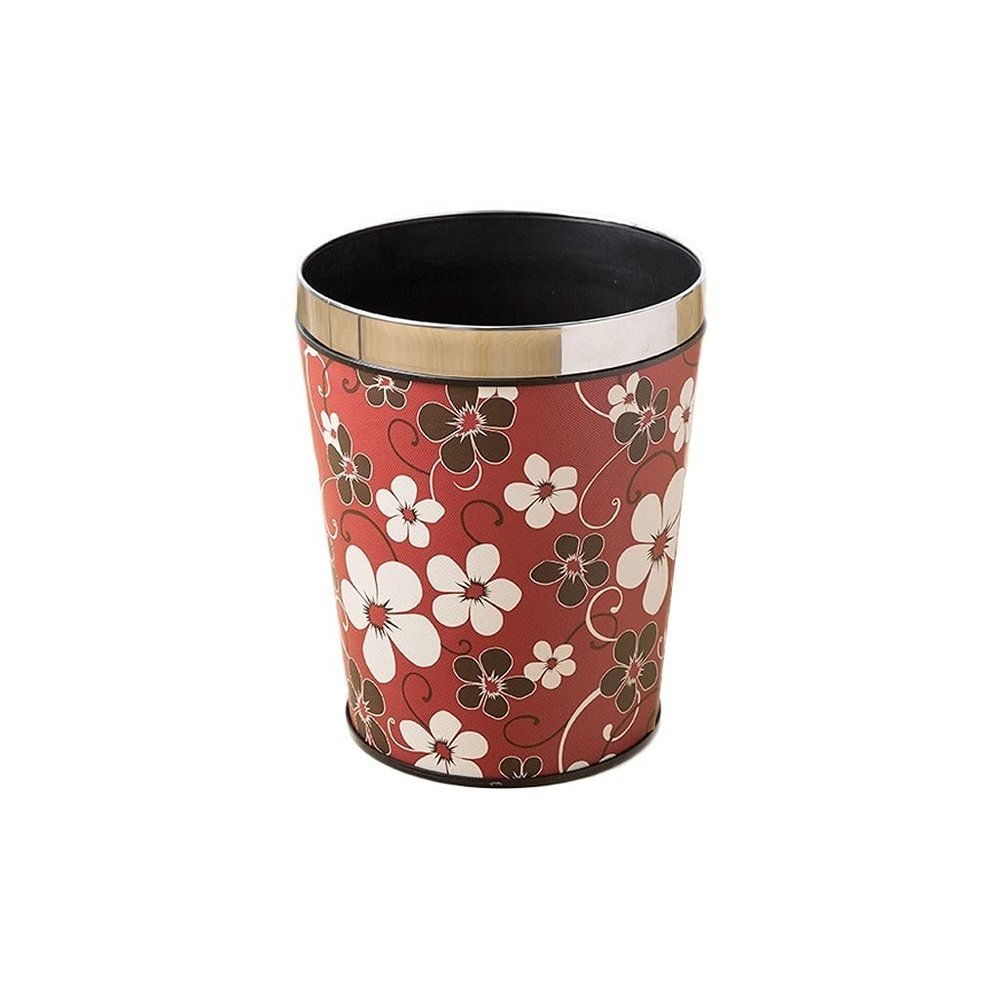 BDPP Trash Can Lidless Trash Can Simple Garbage Can Leather Garbage Bin Stainless Steel Pressure Ring Design 13L/3.4 Gallons USO Interior y Exterior (Color : B)