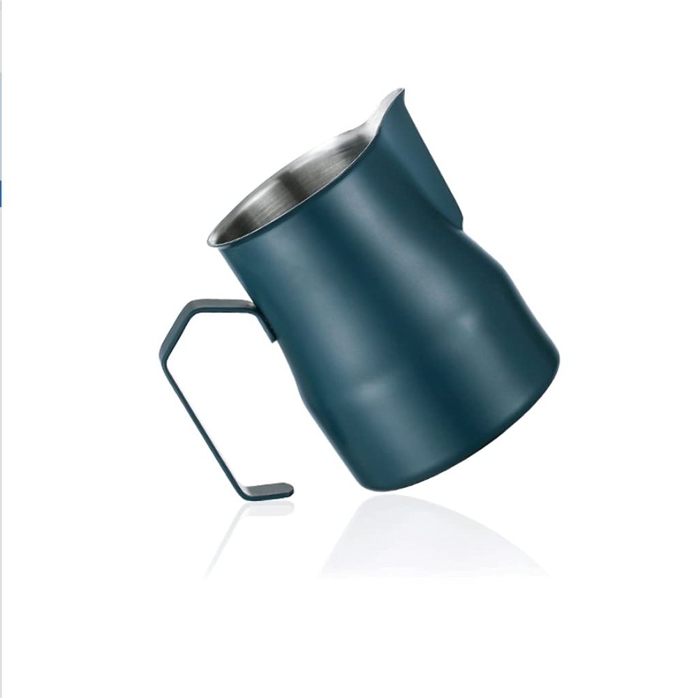 Homemade Milk Frothing Pitcher Stainless Steel Large Capacity Milk Frothing Pot Stainless Steel Espresso Steaming Pot Barista Tool Pull flower (Color : Dark blue, Size : 350ml)