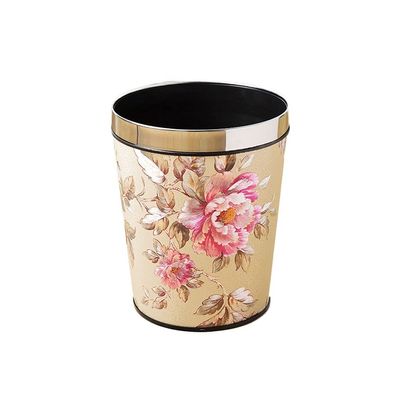 BDPP Trash Can Lidless Trash Can Simple Garbage Can Leather Garbage Bin Stainless Steel Pressure Ring Design 13L/3.4 Gallons USO Interior y Exterior (Color : A)