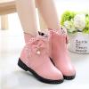 PU Leather Butterfly Knot Princess Shoes for Little Kid/Big Kids Girls 4-12 Years Non-Slip Fur Lining Boots Snow Boots (Pink, 11-11.5Years) view 2