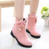 PU Leather Butterfly Knot Princess Shoes for Little Kid/Big Kids Girls 4-12 Years Non-Slip Fur Lining Boots Snow Boots (Pink, 11-11.5Years) view 3