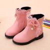 PU Leather Butterfly Knot Princess Shoes for Little Kid/Big Kids Girls 4-12 Years Non-Slip Fur Lining Boots Snow Boots (Pink, 11-11.5Years) view 4